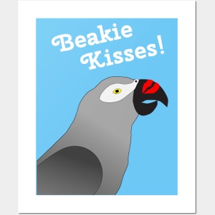 African Grey Parrot Beakie Kisses Posters and Art